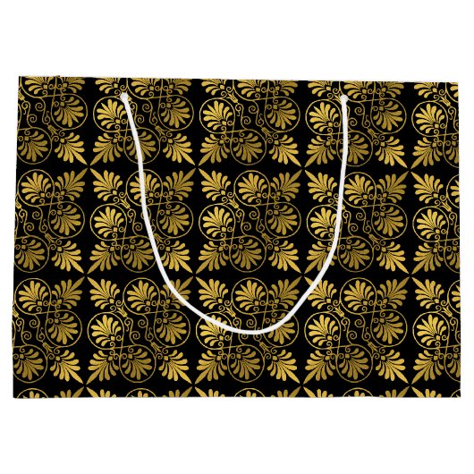 Goud Zwart Oud Grieks Meander Patroon Groot Cadeauzakje (Achterkant)