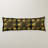 Goud Zwart Oud Grieks Meander Patroon Lichaamskussen (Achterkant)