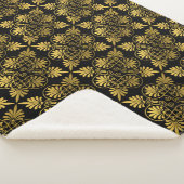 Goud Zwart Oud Grieks Meander Patroon Sherpa Deken (3/4)