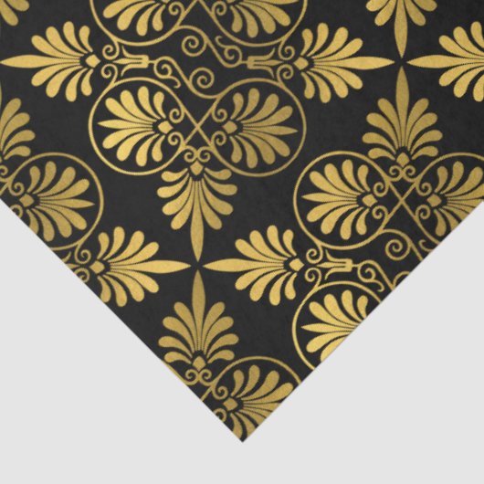 Goud Zwart Oud Grieks Meander Patroon Tissuepapier (Detail)