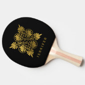 Goud Zwart Oud Grieks Monogram Tafeltennis Tafeltennisbatje (Zijkant)