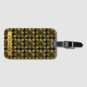 Goud Zwart Oudgrieks Meander Patroon Naam Bagagelabel (Voorkant (horizontaal))