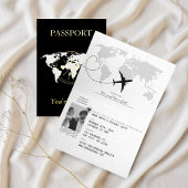 GOUD & ZWART Paspoort Foto Bruiloft Uitnodiging
