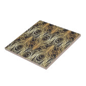 goud, zwart, pauw patroon, art nouveau, , tegeltje (Zijkant)