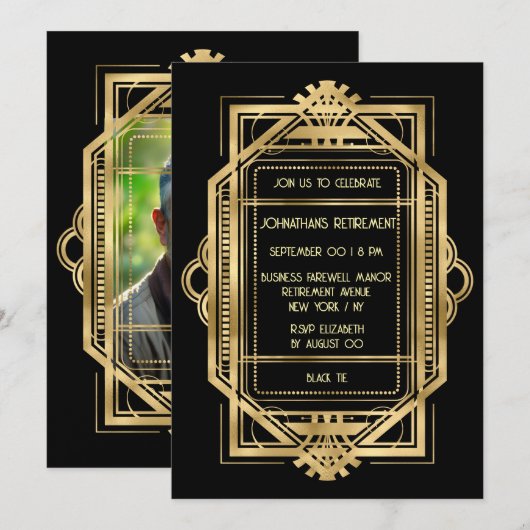 Goud zwart pensioen DIY foto zakelijk afscheid Kaart (Voorkant / Achterkant)