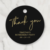 Goud & Zwart Pensioen Partij Dank u Favor Bedankjes Labels (Voorkant)