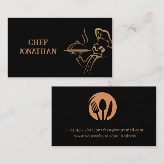 Goud & Zwart Personal Chef Catering Visitekaartje (Voorkant / Achterkant)