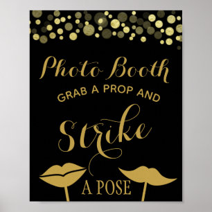 Goud & Zwart Photo Booth feest- of huwelijksbord Poster