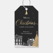 Goud & Zwart Prettig Kerstmis Calligrafisch Cadeaulabel (Achterkant)