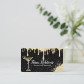 Goud Zwart Private Party Bartender Visitekaartje (Staand voorkant)