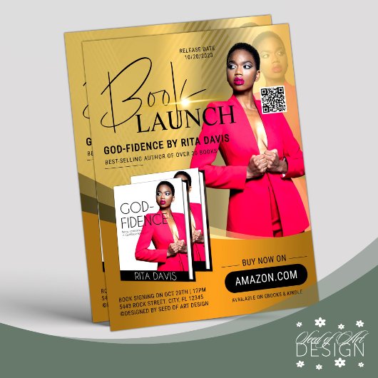 Goud & Zwart Professioneel Boek Lancering Adverten Flyer