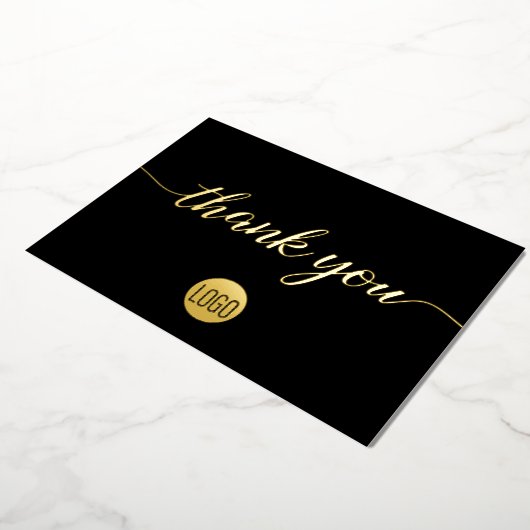 Goud Zwart Professionele Zakelijke Dank u Folie Feestdagenkaart (Gedraaid)