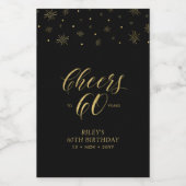 Goud & Zwart Proost 60 jaar, 60ste Verjaardagsfees Wijn Etiket (Enkel label)