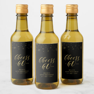 Goud & Zwart Proost 60 jaar, 60ste verluardagsfees Wijn Etiket
