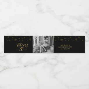 Goud & Zwart Proost 70 jaar, 70e verjaardagsfeest Waterfles Etiket