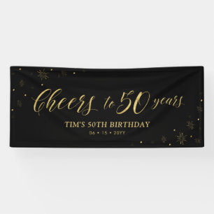 Goud & Zwart Proost op 50 Jaar 50e Verjaardag Spandoek