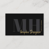 Goud Zwart QR Code Trendy Monogram Visitekaartje (Voorkant)