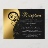 Goud Zwart Receptie Bruiloft Jubileum Custom Informatiekaartje (Voorkant)