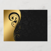 Goud Zwart Receptie Bruiloft Jubileum Custom Informatiekaartje (Achterkant)