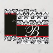 GOUD & ZWART RODE DAMAST MONOGRAM , wit Kaart (Voorkant / Achterkant)