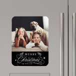 Goud & Zwart Romantische Vrolijke Kerstfoto Magneet<br><div class="desc">Romantische en elegante vakantie foto keuken magneet. Voor meer geavanceerde aanpassing van dit ontwerp,  klikt u op de link Aanpassen Verder om het lettertype,  de grootte,  de kleur,  enz. te wijzigen.</div>