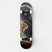 Goud Zwart Rood Geode Skateboard Luxe Agate Mozaïe (Voorkant)