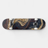 Goud Zwart Rood Geode Skateboard Luxe Agate Mozaïe (Horizontaal)