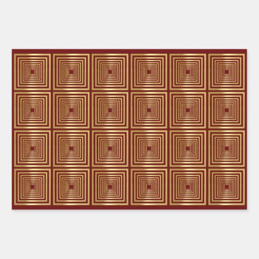 Goud zwart rood groen Inpakpapier Set van 3 (Voorkant 2)