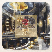 Goud Zwart Rood Nachtclub Bruiloft Feest  Kartonnen Onderzetters (Voorkant)