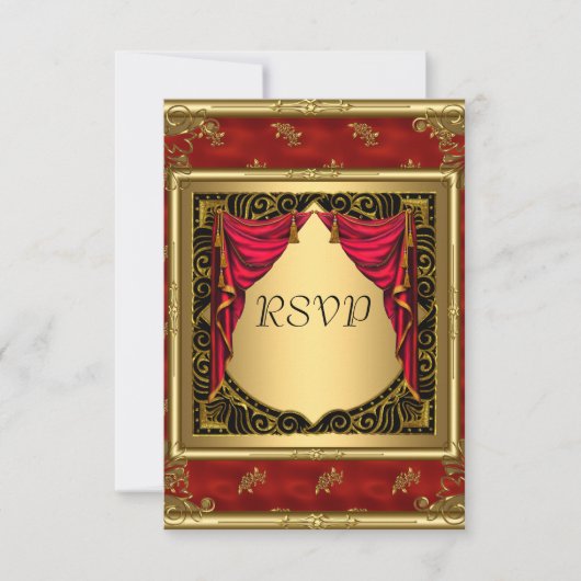 Goud Zwart Rood retro Uitnodiging (Voorkant)