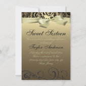 Goud/Zwart Roos & Boog Afbeelding Verjaardagsuitno Kaart (Achterkant)