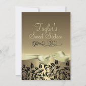 Goud/Zwart Roos & Boog Afbeelding Verjaardagsuitno Kaart (Voorkant)