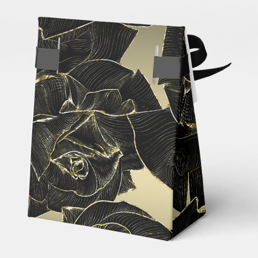 Goud & Zwart Roos Glam Elegant Classy Chic Party Bedankdoosjes (Achterkant)