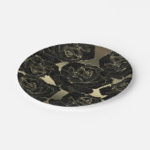 Goud & Zwart Roos Glam Elegant Classy Chic Party Papieren Bordje (Gekanteld)