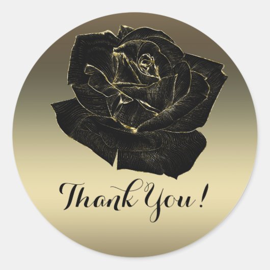 Goud & Zwart Roos Glam Elegant Classy Chic Party Ronde Sticker (Voorkant)