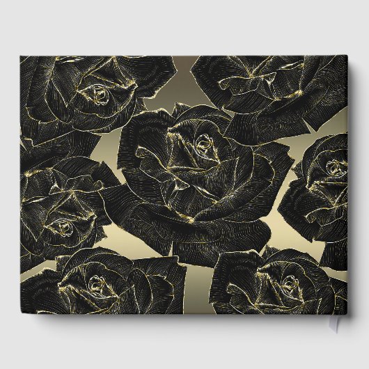 Goud & Zwart Roos Glam Elegante Classy Chic Weddin Gastenboek (Achterkant)