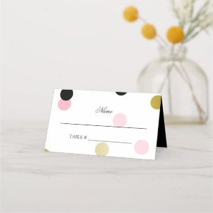 Goud Zwart & Roze Confetti Plaatskaartje