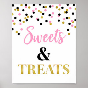Goud Zwart Roze Sweets & Treats Dessert Tafel Poster