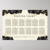 Goud Zwart Rozen Bruiloft Zitkaarten Poster (Voorkant)