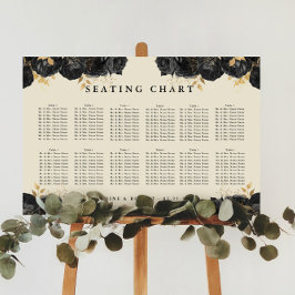 Goud Zwart Rozen Bruiloft Zitkaarten Poster