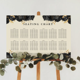 Goud Zwart Rozen Bruiloft Zitkaarten Poster