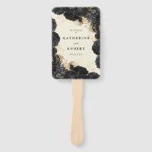 Goud Zwart Rozen Trouwprogramma Handwaaier (Voorkant)