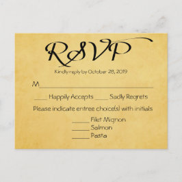 Goud & Zwart RSVP Wedding Party Reactie Uitnodiging Briefkaart