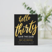 Goud Zwart Save Date Dertigste Verjaardagsfeestje Briefkaart (Staand voorkant)