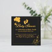 Goud Zwart Schattige Baby shower Kaart (Staand voorkant)