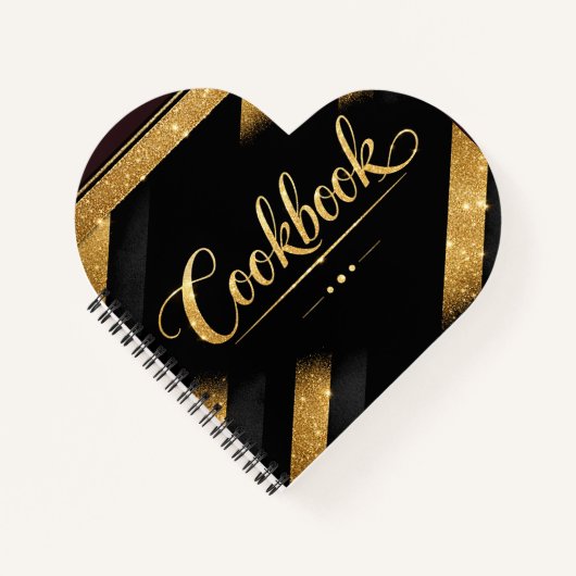 Goud Zwart Script Luxe Glitter Modern Chic Luxe Notitieboek (Voorkant)