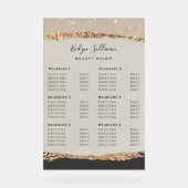 Goud Zwart Shimmer Papier Prijslijst Acryl Bord (Voorkant)