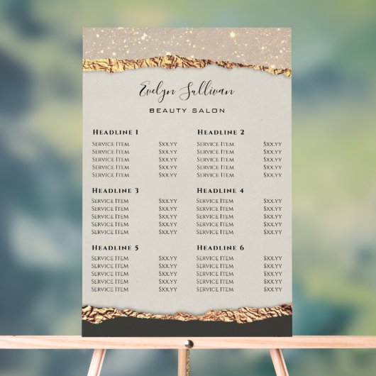 Goud Zwart Shimmer Papier Prijslijst Acryl Bord (Neutraal)