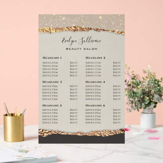 Goud Zwart Shimmer Papier Prijslijst Acryl Bord (Huwelijk)