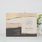 Goud zwart shimmer papier service menu brochure (Staand voorkant)